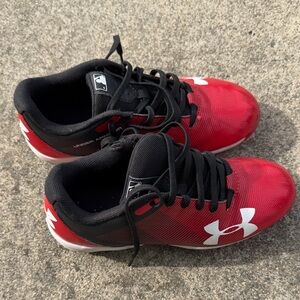 Under Armour Kids Red and Black Athletic Sneakers with White Logo